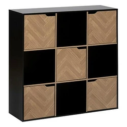 Industriální černo-přírodní knihovna Mix`n Door Chevrons s 9 přihrádkami do obýváku 5five